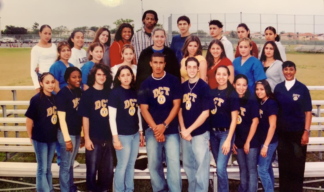 Varela students on the bleachers